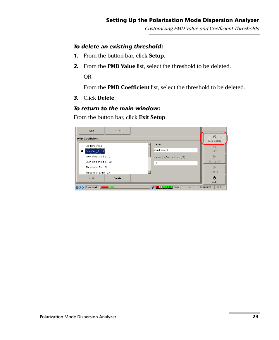 EXFO FTB-5500B PMD Analyzer User Manual | Page 31 / 121