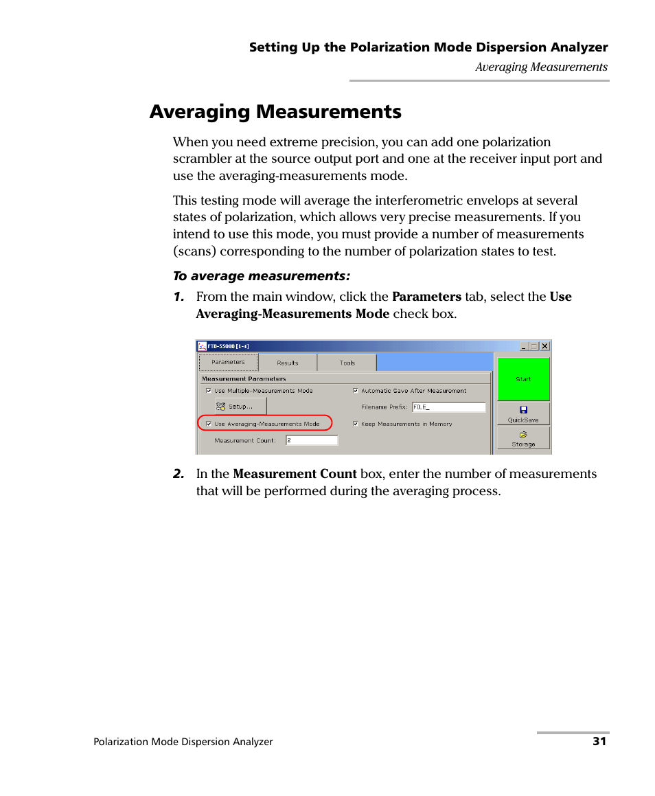 Averaging measurements | EXFO FTB-5500B PMD Analyzer User Manual | Page 39 / 121