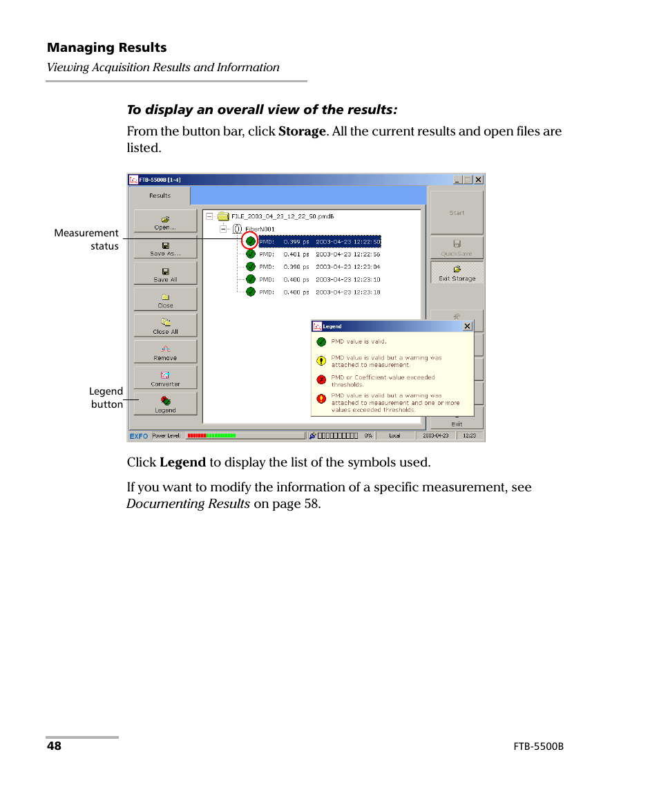 EXFO FTB-5500B PMD Analyzer User Manual | Page 56 / 121