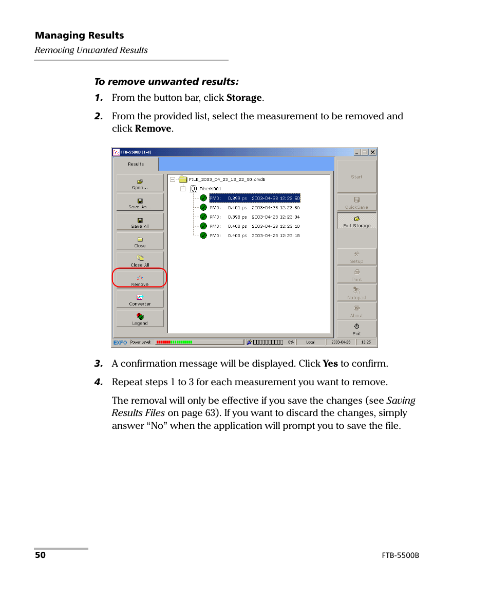 EXFO FTB-5500B PMD Analyzer User Manual | Page 58 / 121