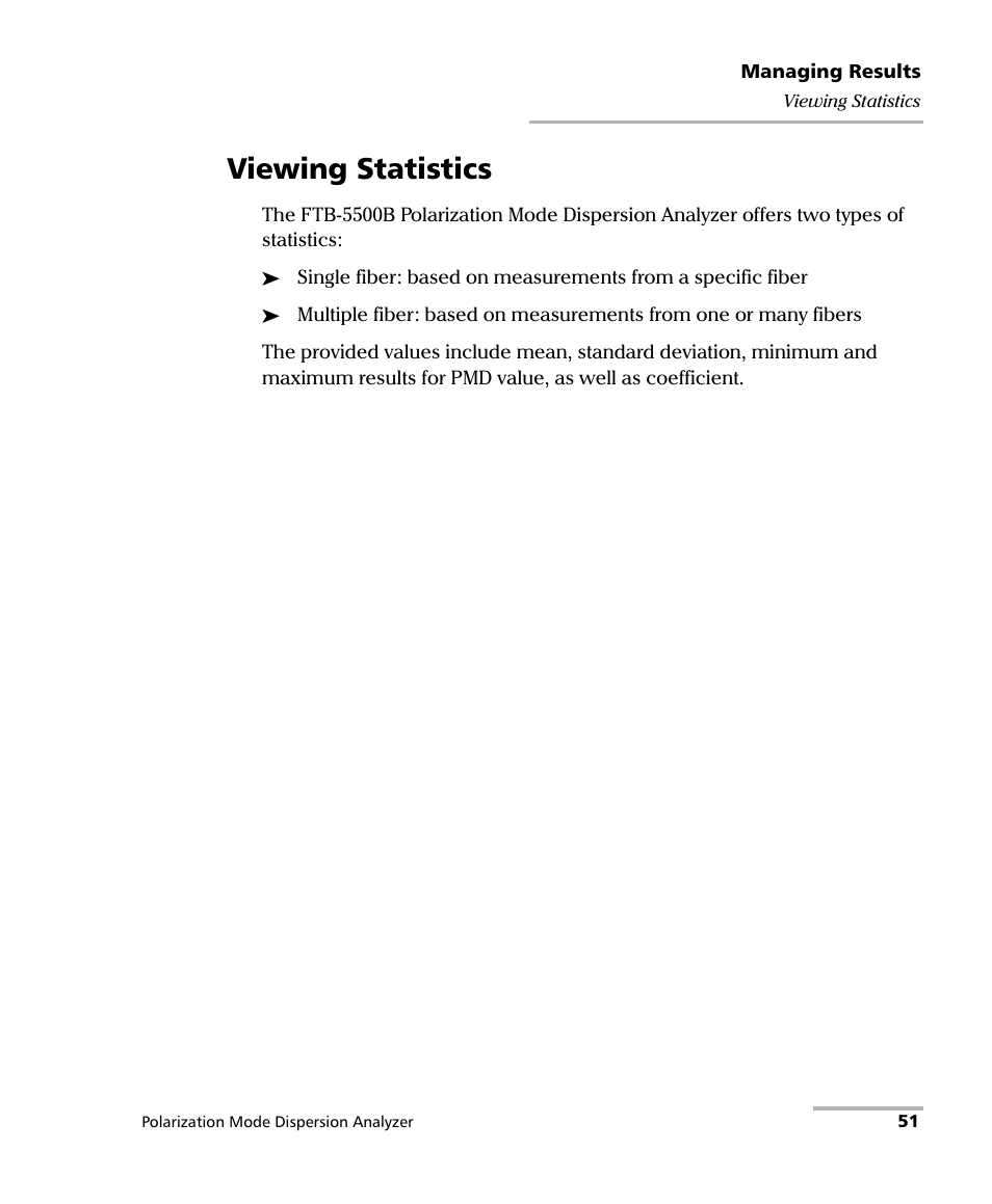 Viewing statistics | EXFO FTB-5500B PMD Analyzer User Manual | Page 59 / 121