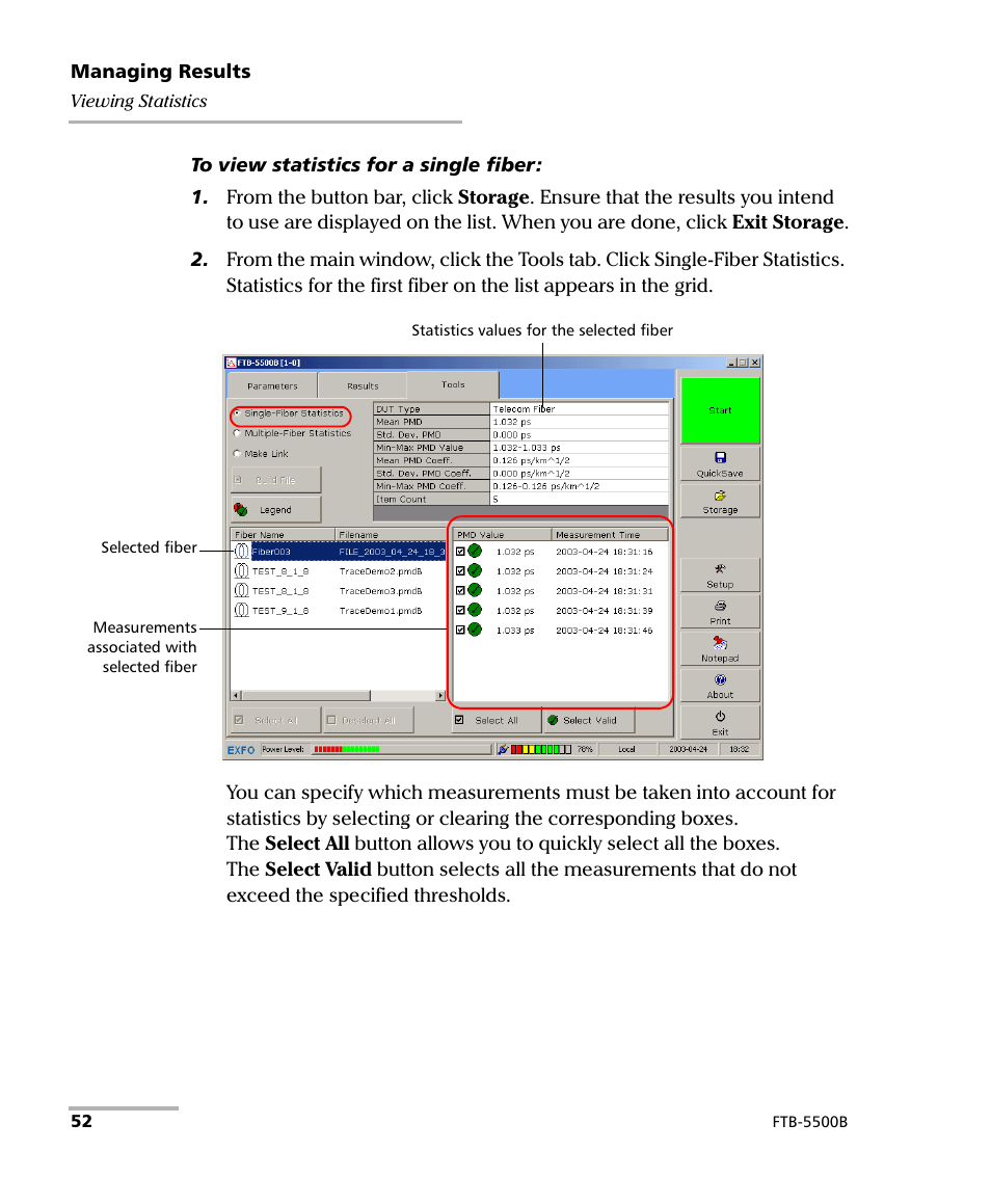 EXFO FTB-5500B PMD Analyzer User Manual | Page 60 / 121