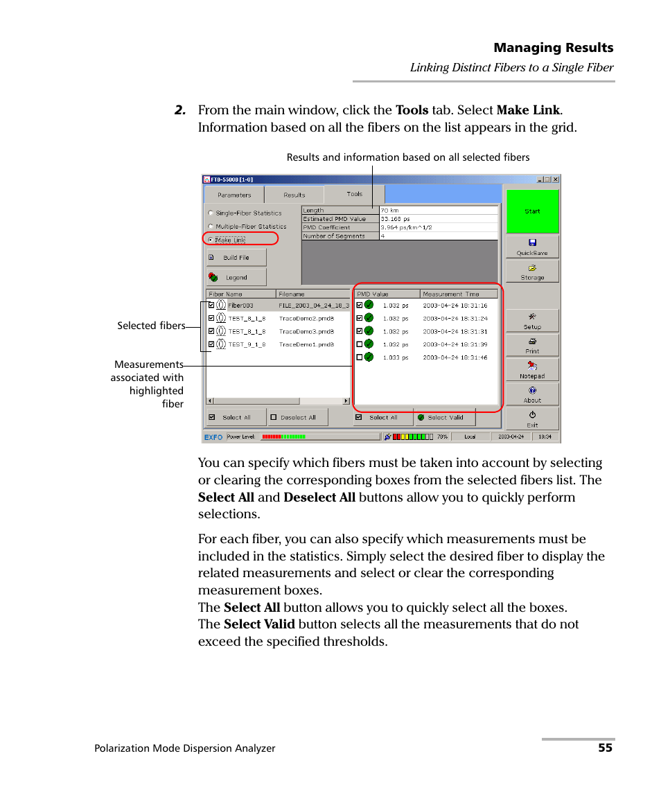 EXFO FTB-5500B PMD Analyzer User Manual | Page 63 / 121