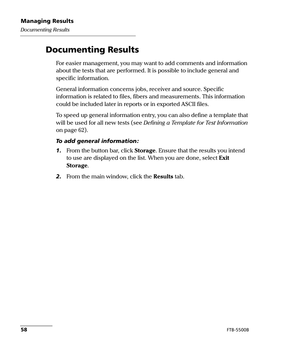 Documenting results | EXFO FTB-5500B PMD Analyzer User Manual | Page 66 / 121