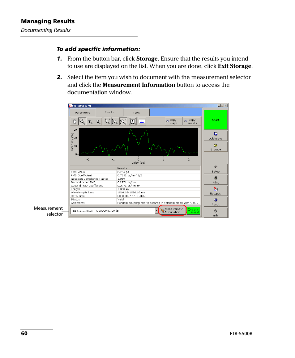 EXFO FTB-5500B PMD Analyzer User Manual | Page 68 / 121