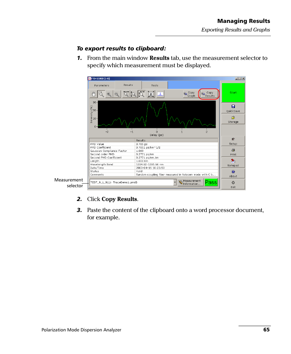 EXFO FTB-5500B PMD Analyzer User Manual | Page 73 / 121