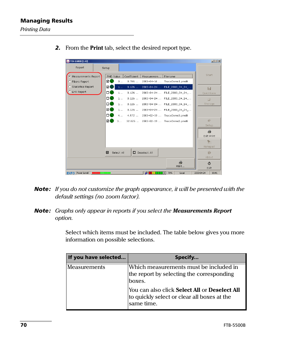 EXFO FTB-5500B PMD Analyzer User Manual | Page 78 / 121