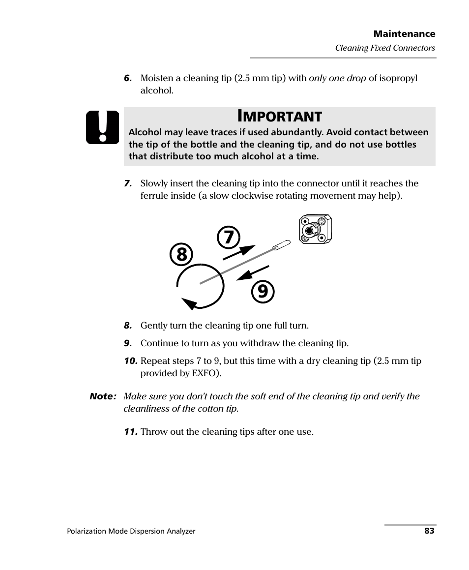 Mportant | EXFO FTB-5500B PMD Analyzer User Manual | Page 91 / 121