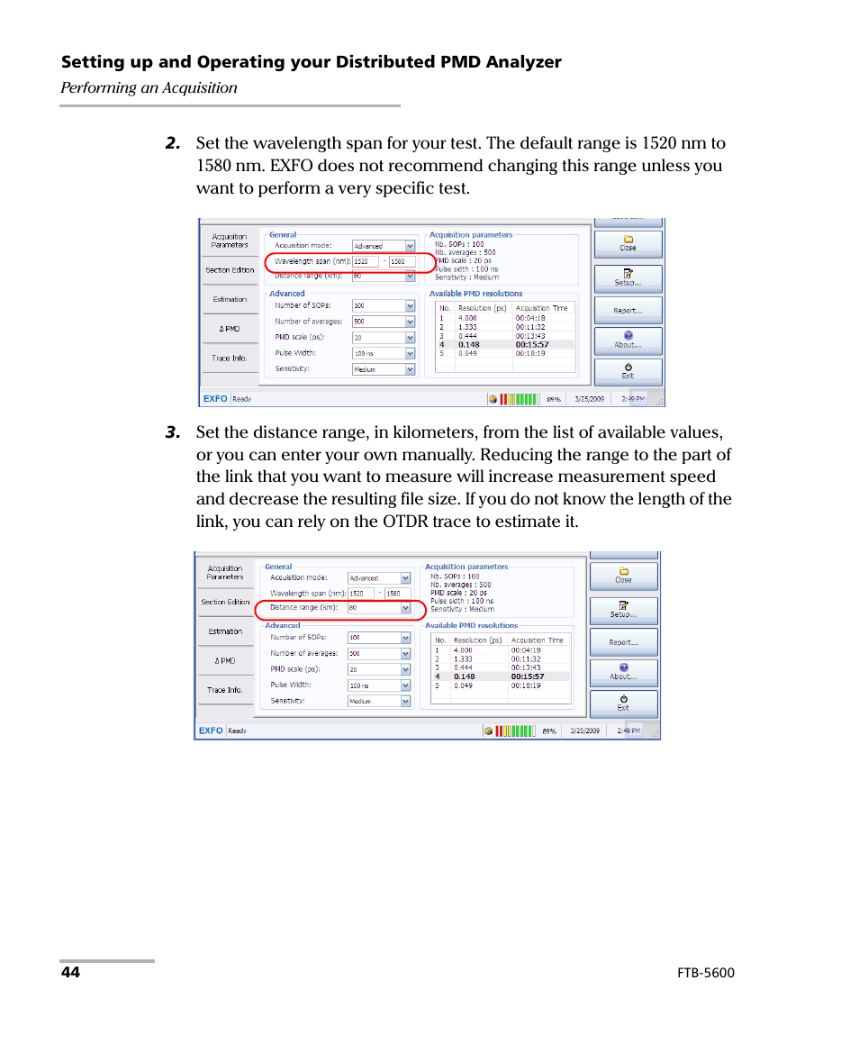 EXFO FTB-5600 Distributed PMD Analyzer User Manual | Page 50 / 146