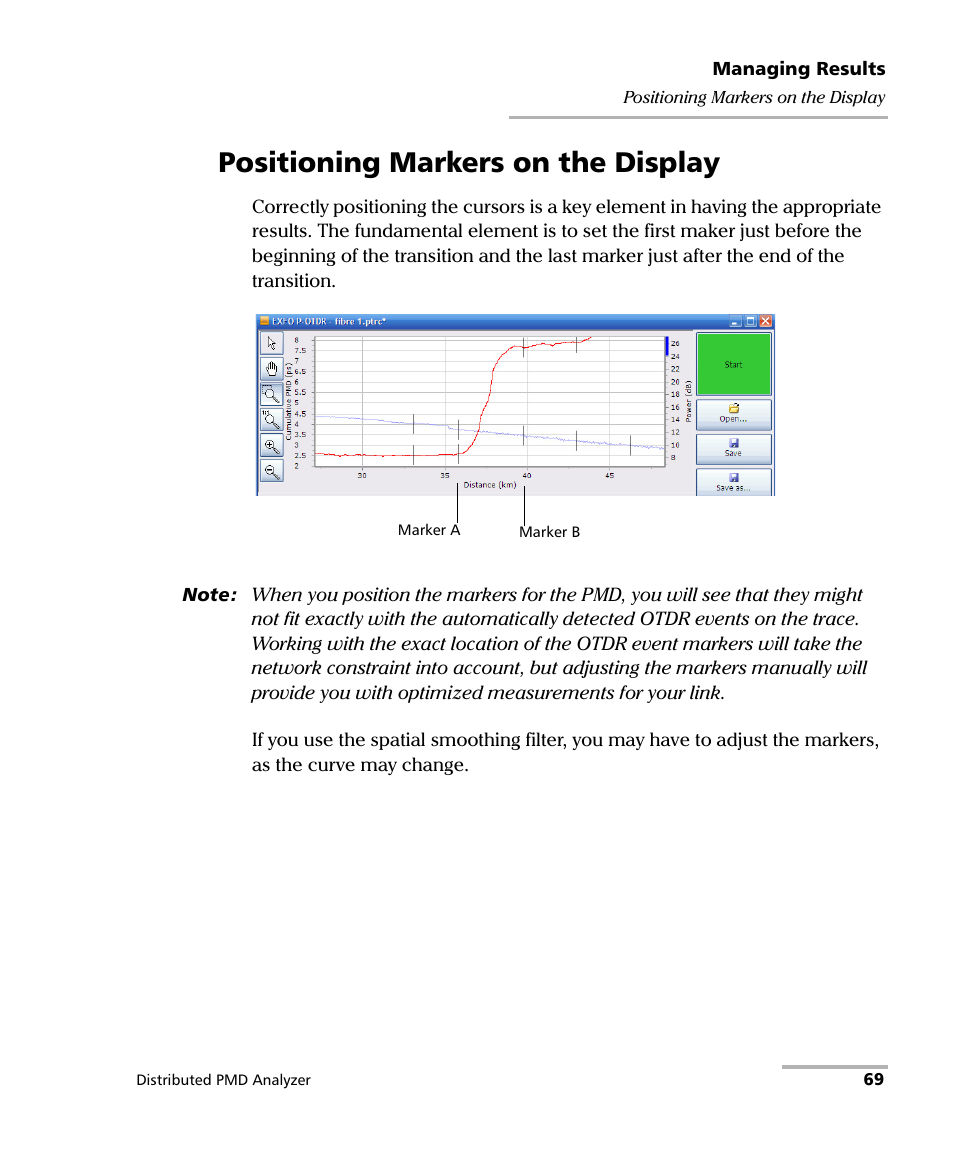 Positioning markers on the display | EXFO FTB-5600 Distributed PMD Analyzer User Manual | Page 75 / 146