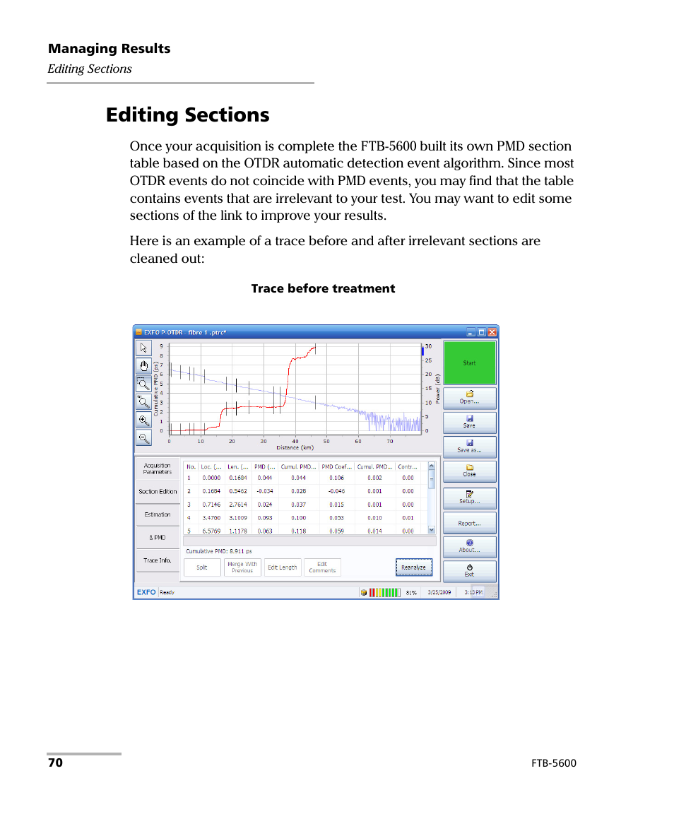 Editing sections | EXFO FTB-5600 Distributed PMD Analyzer User Manual | Page 76 / 146