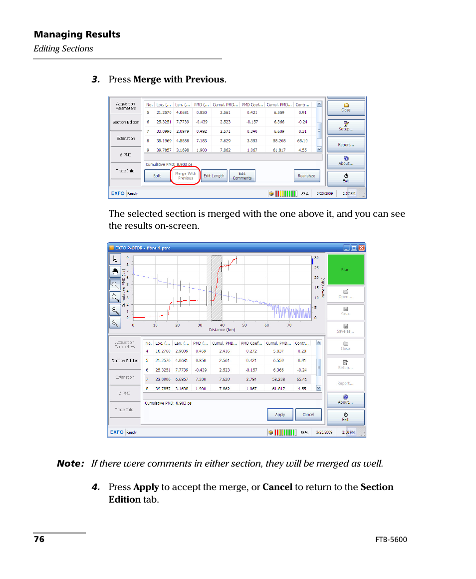 EXFO FTB-5600 Distributed PMD Analyzer User Manual | Page 82 / 146