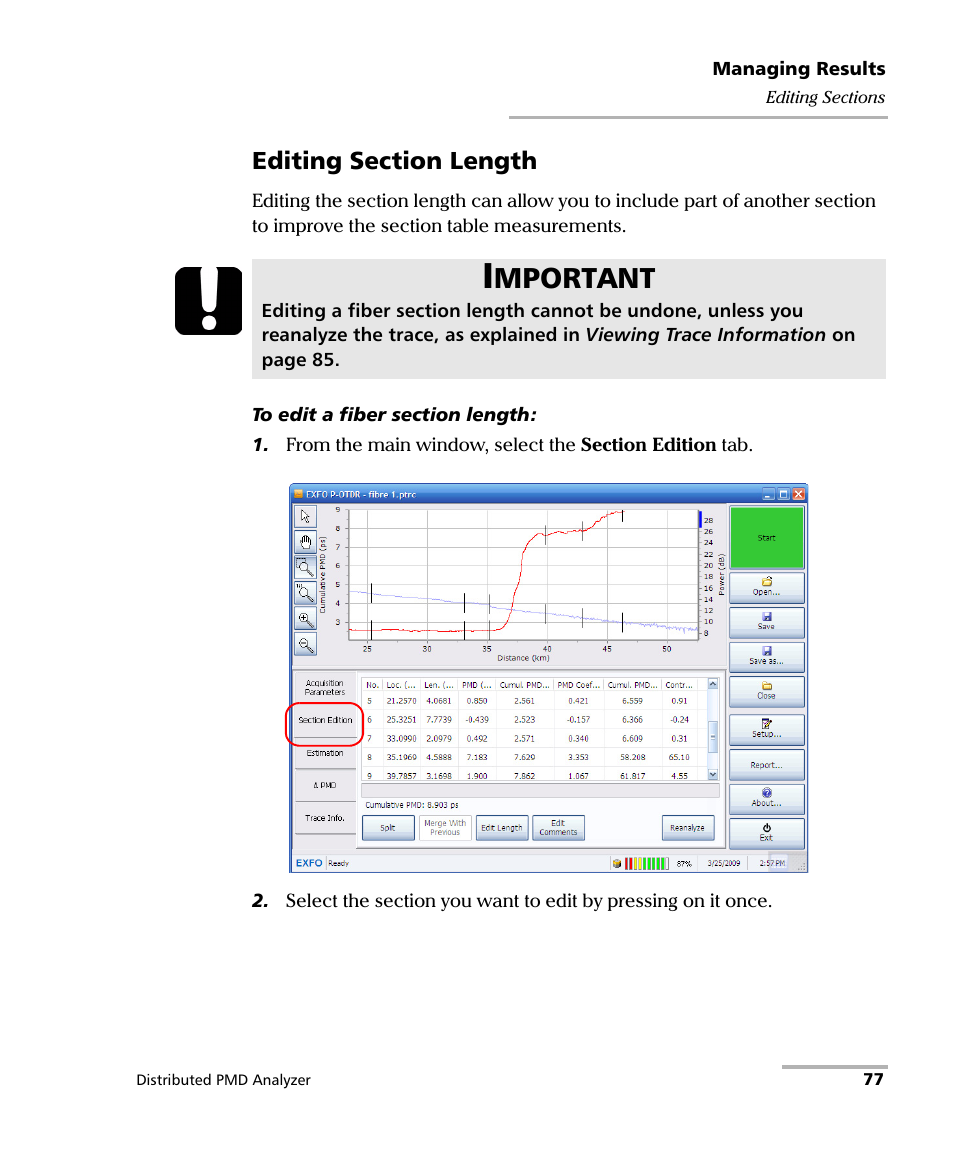 Mportant | EXFO FTB-5600 Distributed PMD Analyzer User Manual | Page 83 / 146