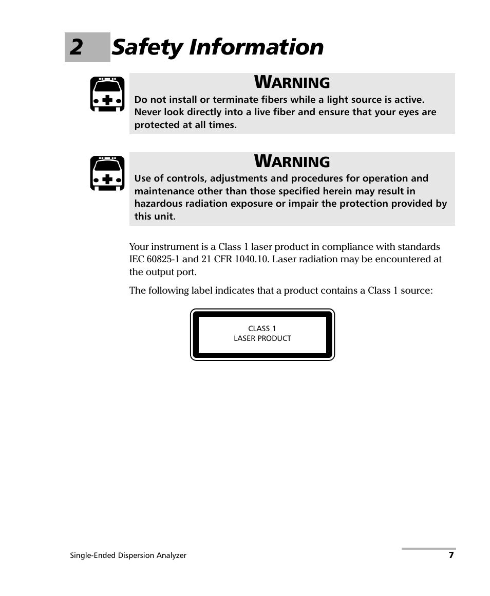 2 safety information, 2safety information | EXFO FTB-5700 Single Ended Dispersion Analyzer for FTB-200 v2 User Manual | Page 13 / 96