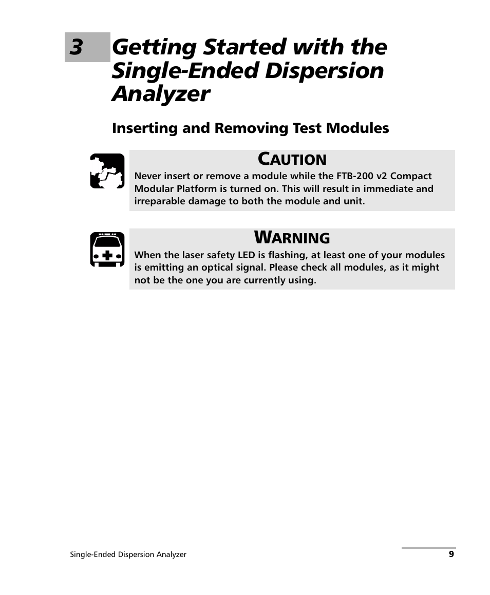 Inserting and removing test modules | EXFO FTB-5700 Single Ended Dispersion Analyzer for FTB-200 v2 User Manual | Page 15 / 96