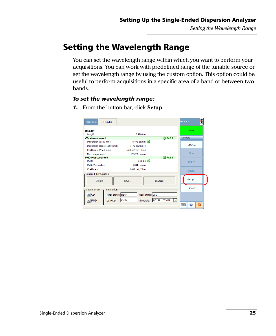 Setting the wavelength range | EXFO FTB-5700 Single Ended Dispersion Analyzer for FTB-200 v2 User Manual | Page 31 / 96
