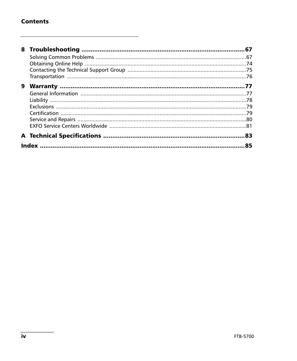 EXFO FTB-5700 Single Ended Dispersion Analyzer for FTB-200 v2 User Manual | Page 4 / 96