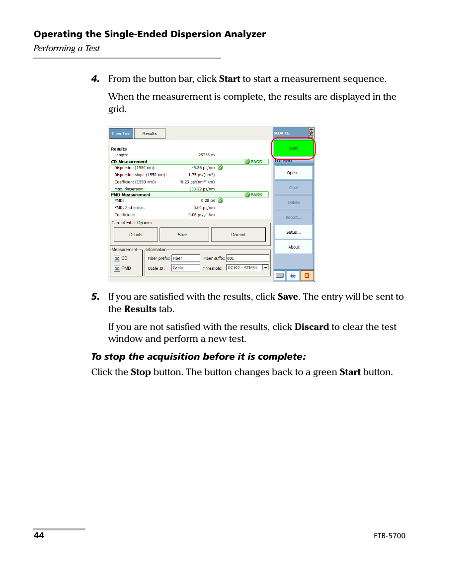 EXFO FTB-5700 Single Ended Dispersion Analyzer for FTB-200 v2 User Manual | Page 50 / 96
