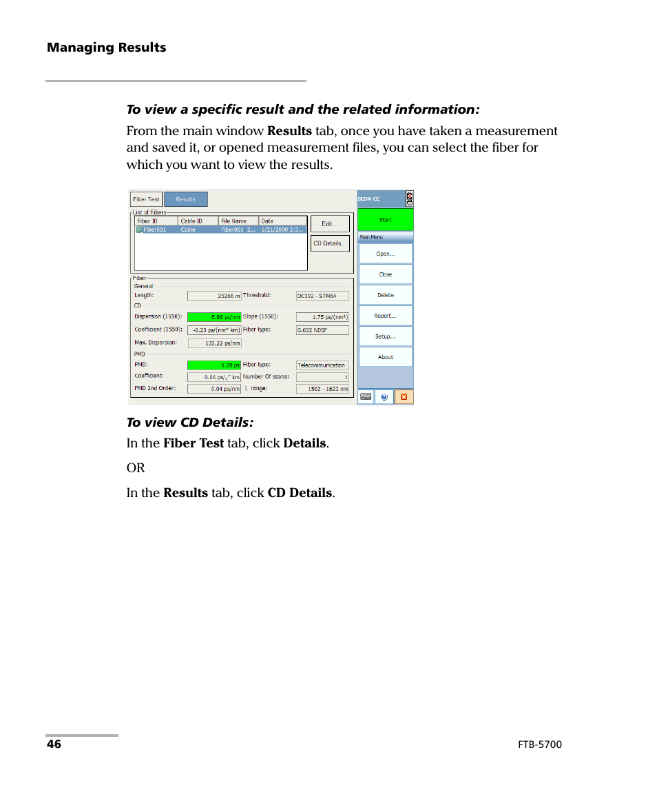 EXFO FTB-5700 Single Ended Dispersion Analyzer for FTB-200 v2 User Manual | Page 52 / 96