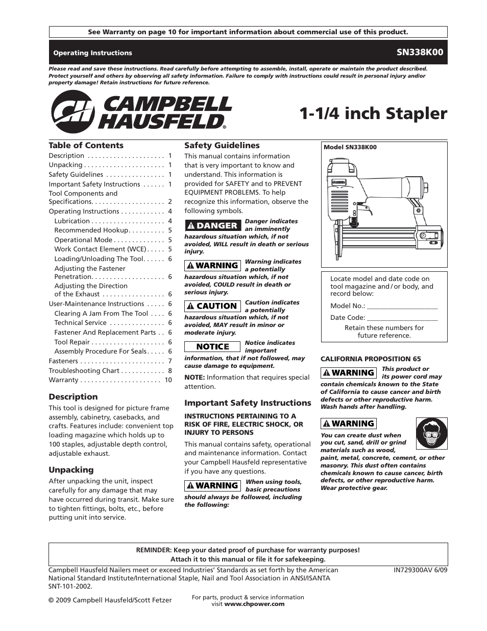 Campbell Hausfeld IN729300AV User Manual | 32 pages