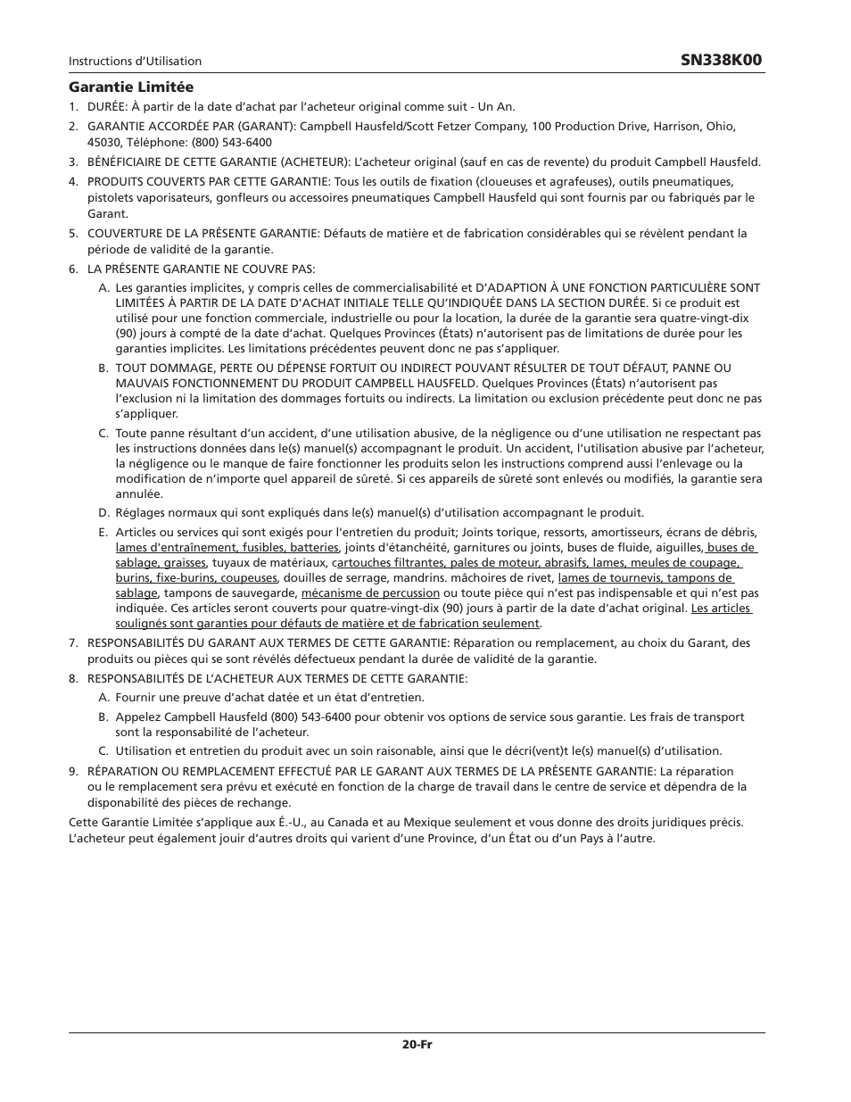 Campbell Hausfeld IN729300AV User Manual | Page 20 / 32
