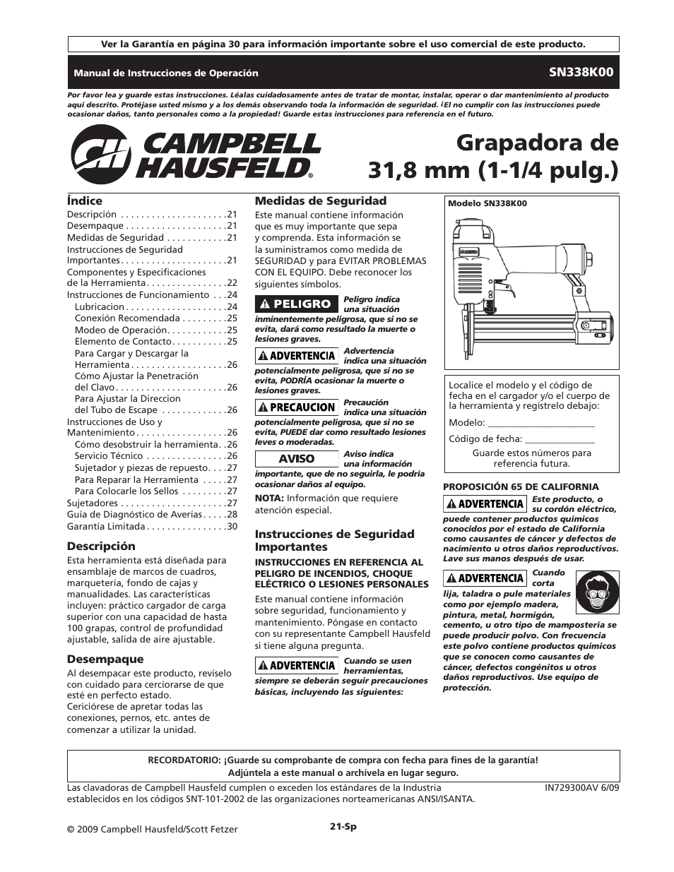 Campbell Hausfeld IN729300AV User Manual | Page 21 / 32
