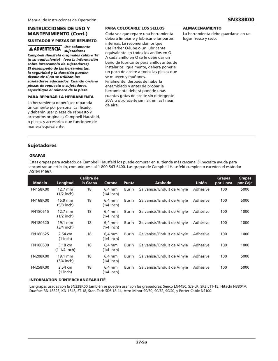 Campbell Hausfeld IN729300AV User Manual | Page 27 / 32