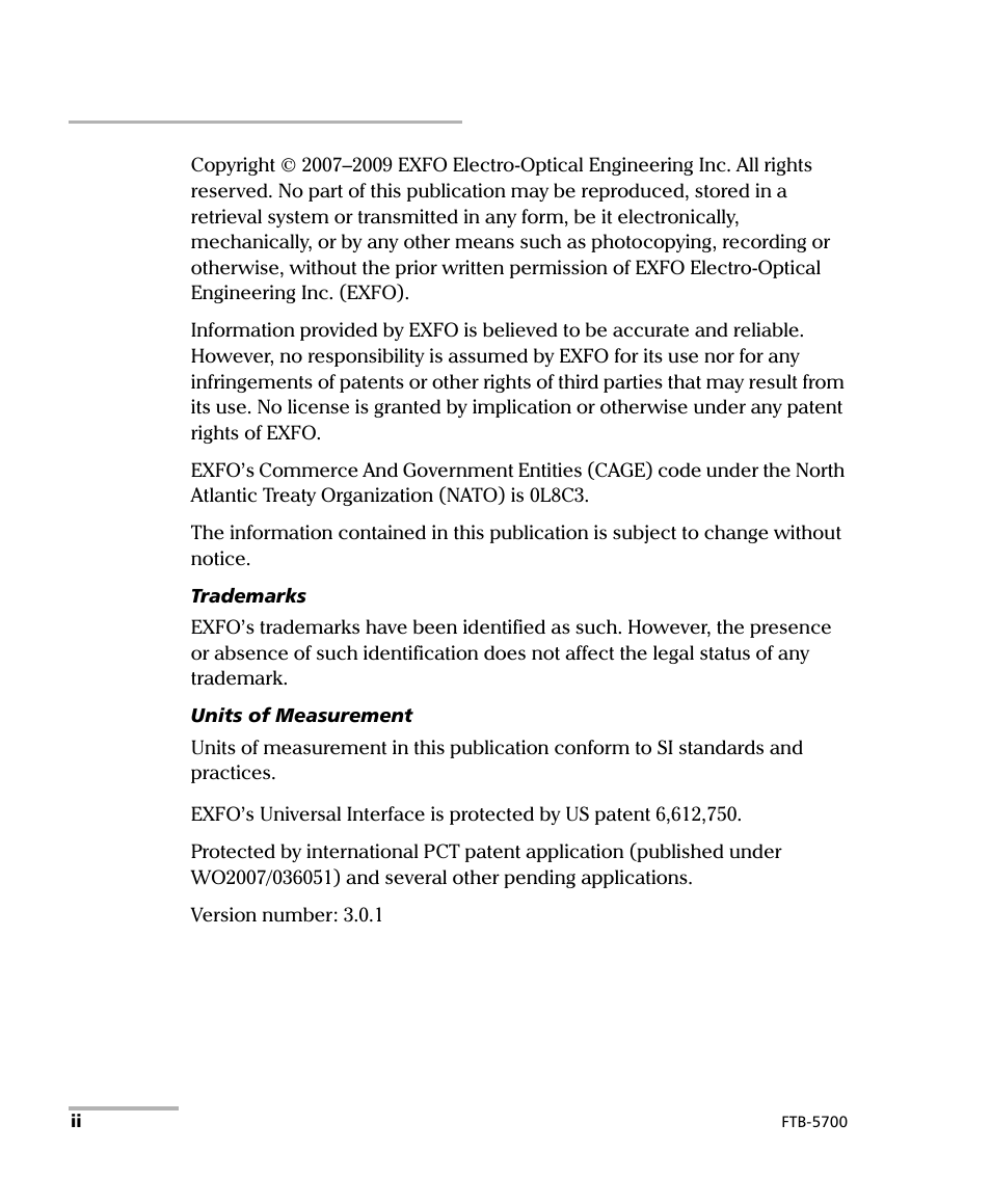 EXFO FTB-5700 Single Ended Dispersion Analyzer for FTB-500 User Manual | Page 2 / 94