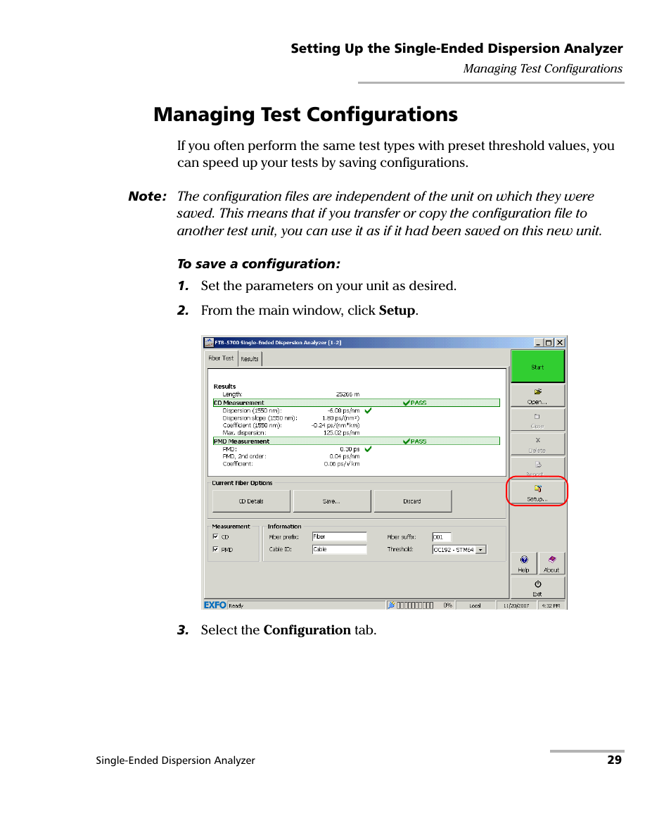 Managing test configurations | EXFO FTB-5700 Single Ended Dispersion Analyzer for FTB-500 User Manual | Page 35 / 94