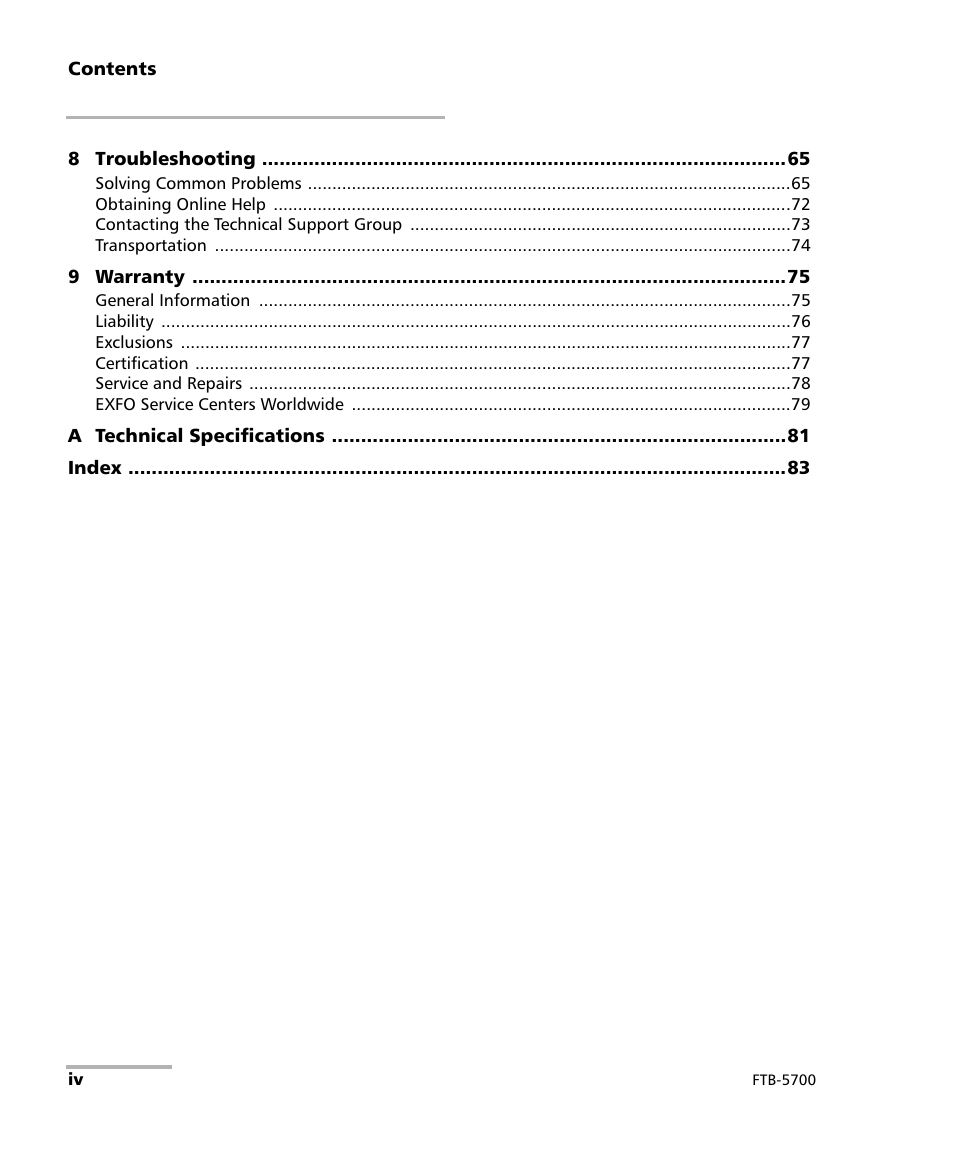 EXFO FTB-5700 Single Ended Dispersion Analyzer for FTB-500 User Manual | Page 4 / 94