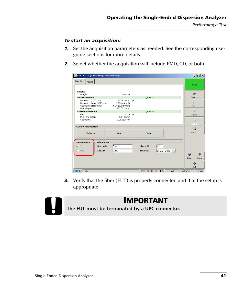 Mportant | EXFO FTB-5700 Single Ended Dispersion Analyzer for FTB-500 User Manual | Page 47 / 94