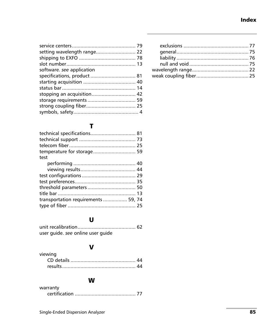 EXFO FTB-5700 Single Ended Dispersion Analyzer for FTB-500 User Manual | Page 91 / 94