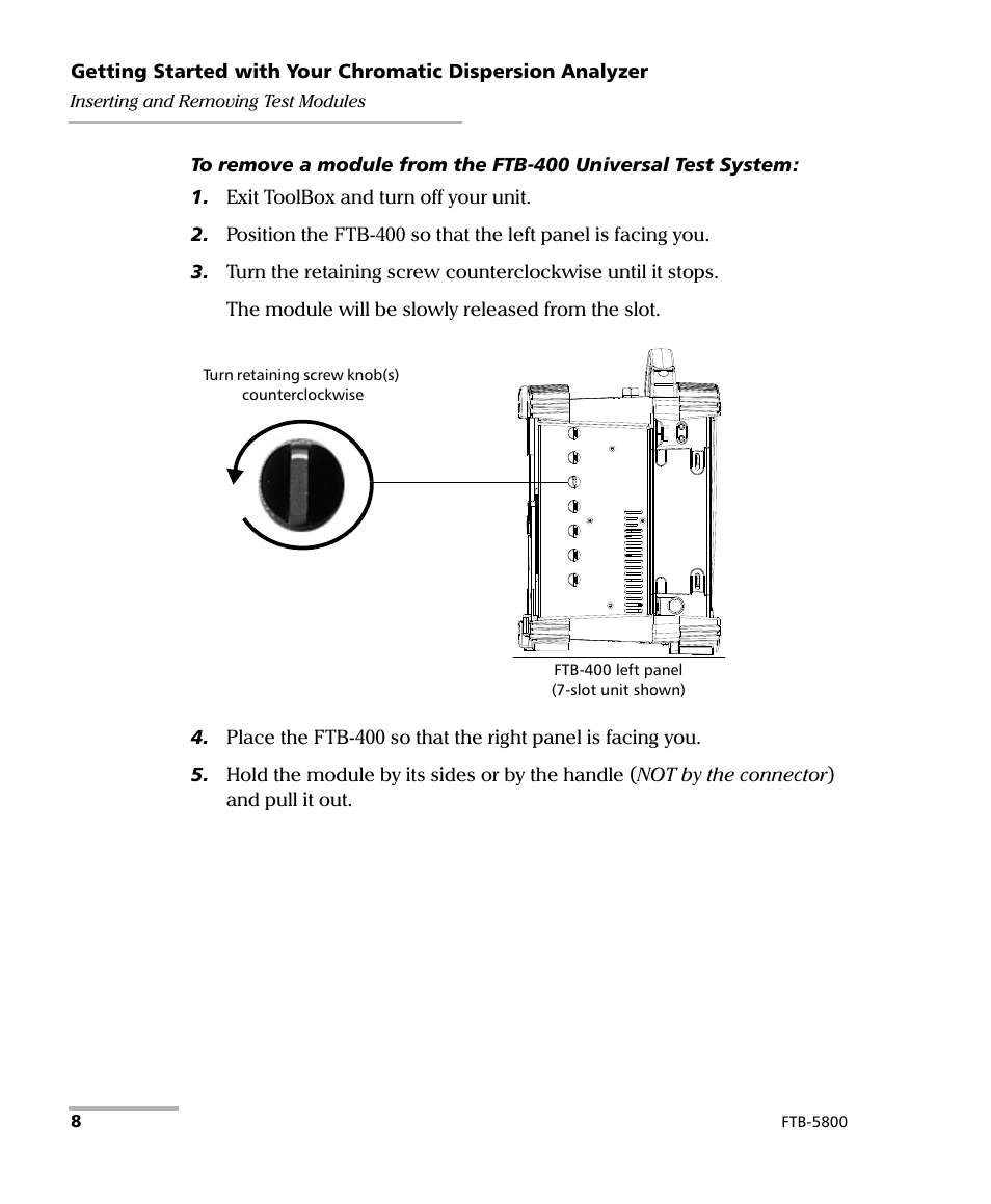 EXFO FTB-5800 Chromatic Dispersion Analyzer for FTB-400 User Manual | Page 14 / 103