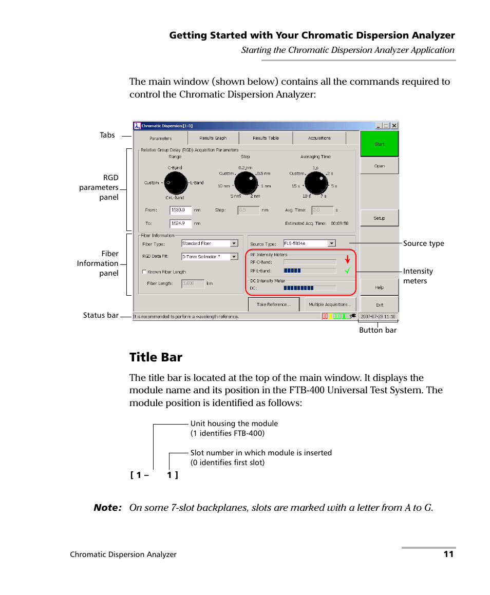 Title bar | EXFO FTB-5800 Chromatic Dispersion Analyzer for FTB-400 User Manual | Page 17 / 103
