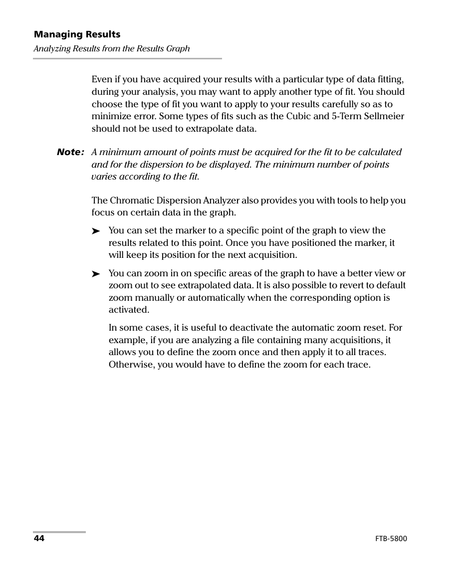 EXFO FTB-5800 Chromatic Dispersion Analyzer for FTB-400 User Manual | Page 50 / 103