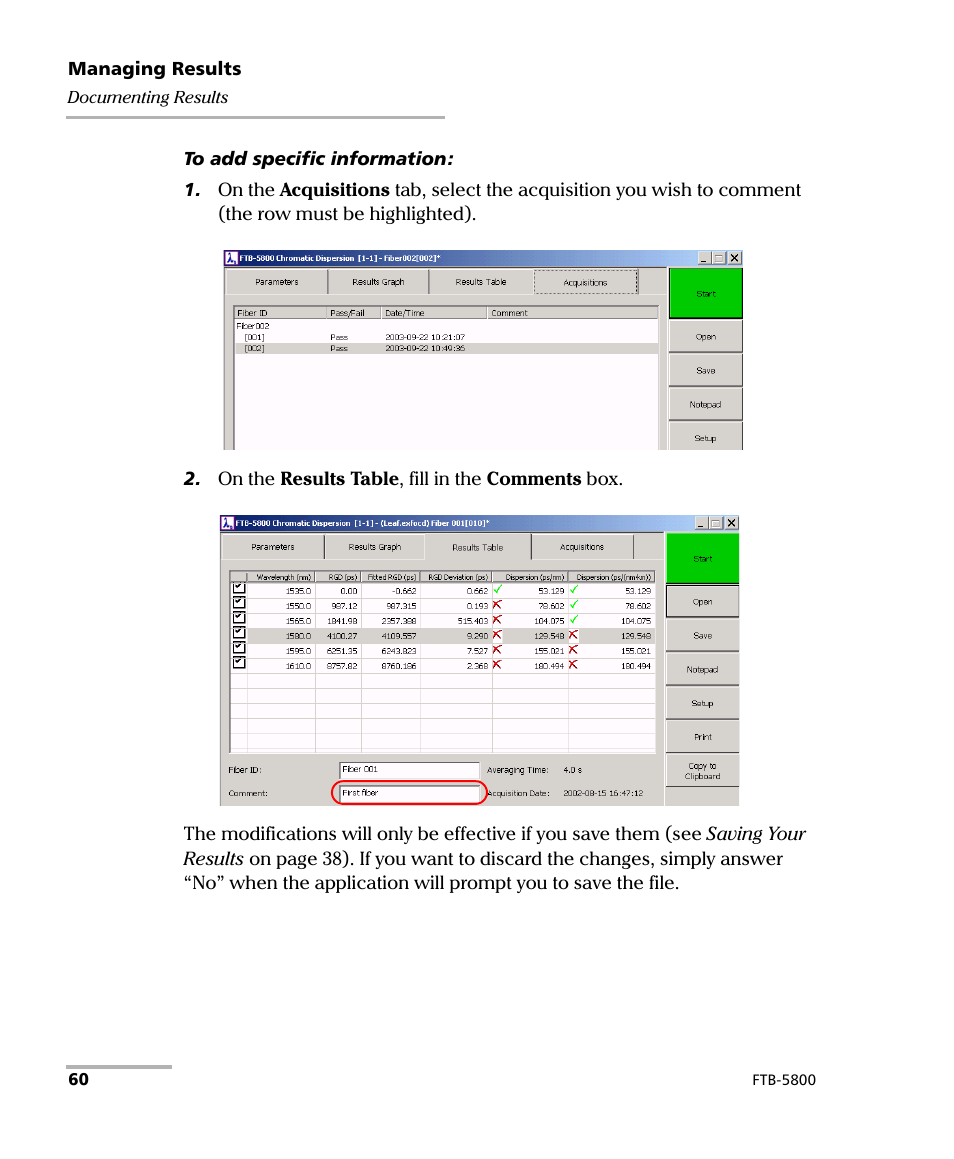 EXFO FTB-5800 Chromatic Dispersion Analyzer for FTB-400 User Manual | Page 66 / 103
