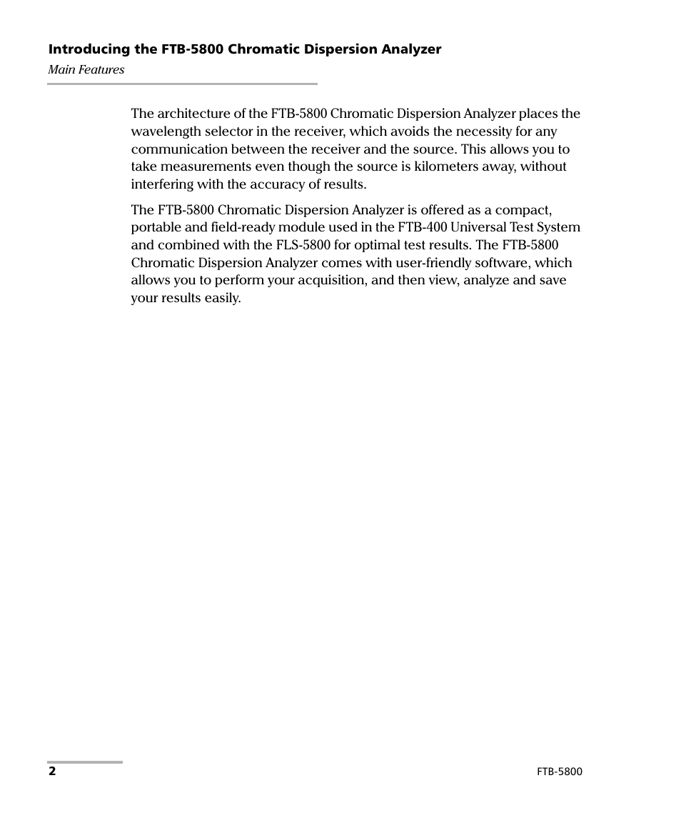 EXFO FTB-5800 Chromatic Dispersion Analyzer for FTB-400 User Manual | Page 8 / 103