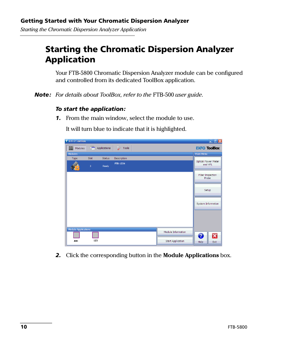 EXFO FTB-5800 Chromatic Dispersion Analyzer for FTB-500 User Manual | Page 16 / 109