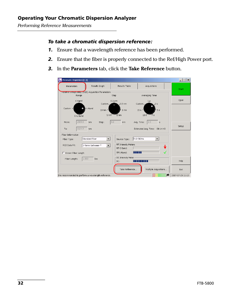 EXFO FTB-5800 Chromatic Dispersion Analyzer for FTB-500 User Manual | Page 38 / 109