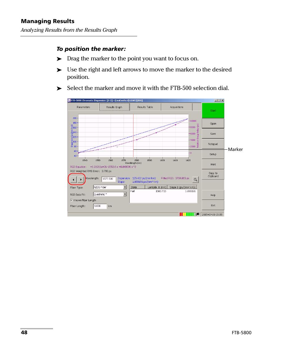 EXFO FTB-5800 Chromatic Dispersion Analyzer for FTB-500 User Manual | Page 54 / 109