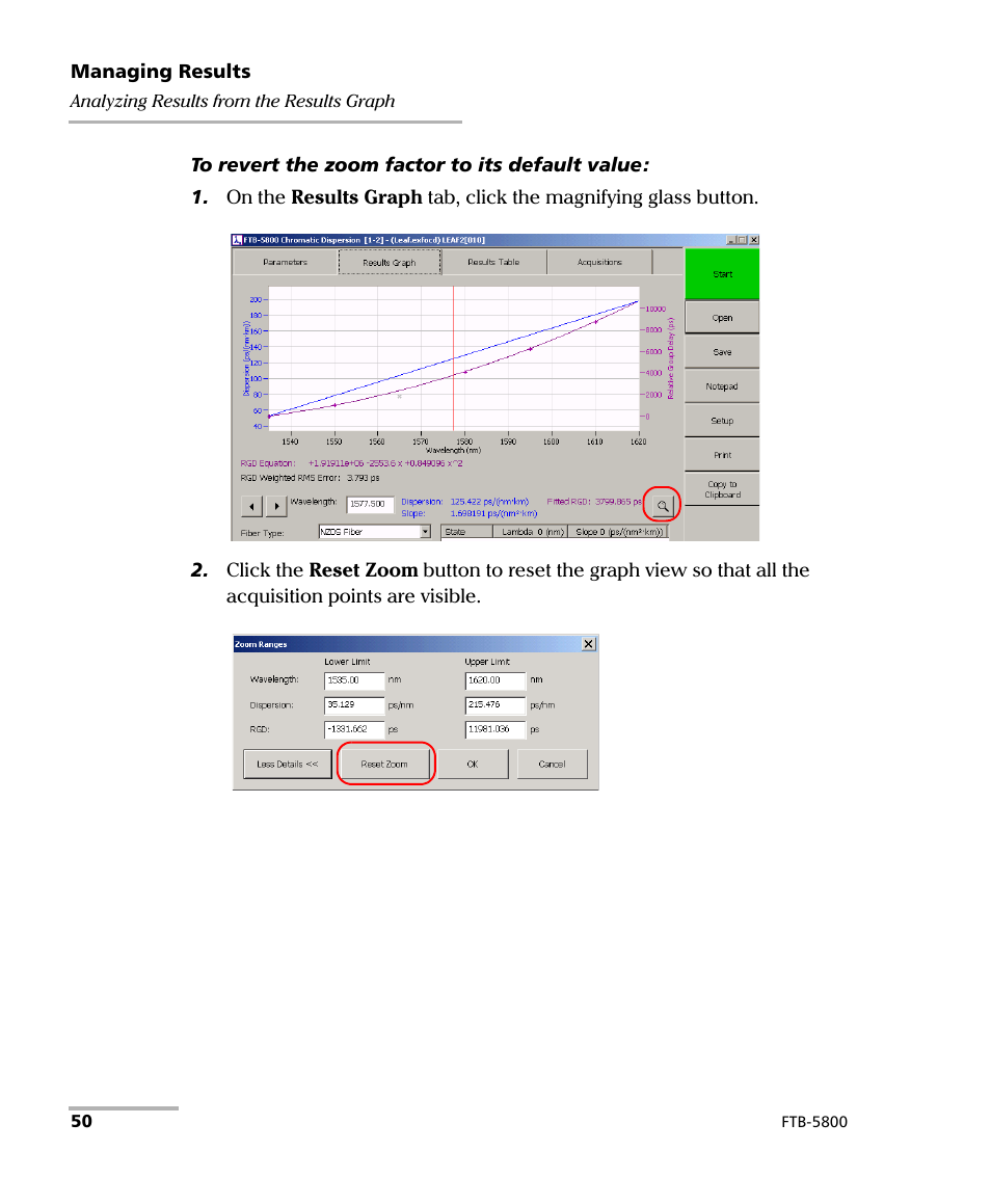 EXFO FTB-5800 Chromatic Dispersion Analyzer for FTB-500 User Manual | Page 56 / 109