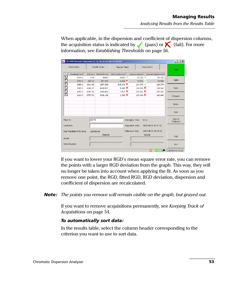 EXFO FTB-5800 Chromatic Dispersion Analyzer for FTB-500 User Manual | Page 59 / 109