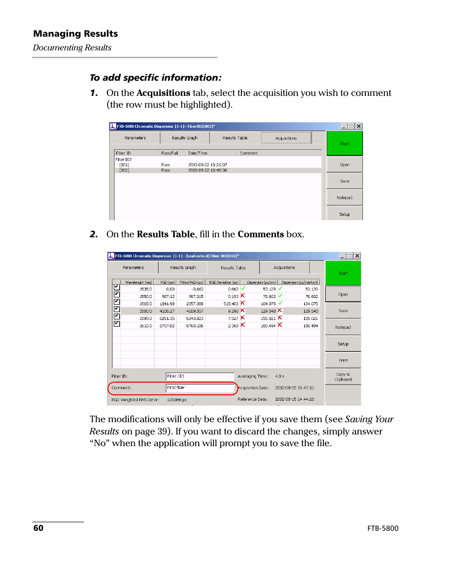 EXFO FTB-5800 Chromatic Dispersion Analyzer for FTB-500 User Manual | Page 66 / 109