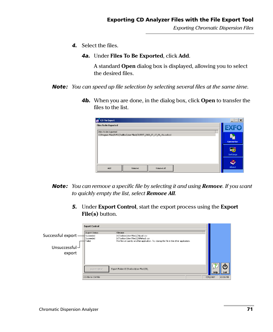 EXFO FTB-5800 Chromatic Dispersion Analyzer for FTB-500 User Manual | Page 77 / 109