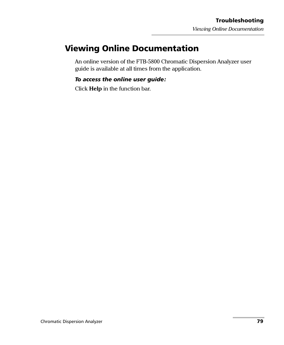 Viewing online documentation | EXFO FTB-5800 Chromatic Dispersion Analyzer for FTB-500 User Manual | Page 87 / 109