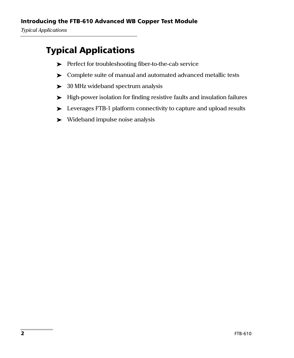 Typical applications | EXFO FTB-610 Wideband Copper Test Module User Manual | Page 10 / 326