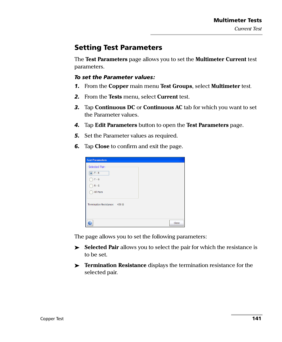 Setting test parameters | EXFO FTB-610 Wideband Copper Test Module User Manual | Page 149 / 326