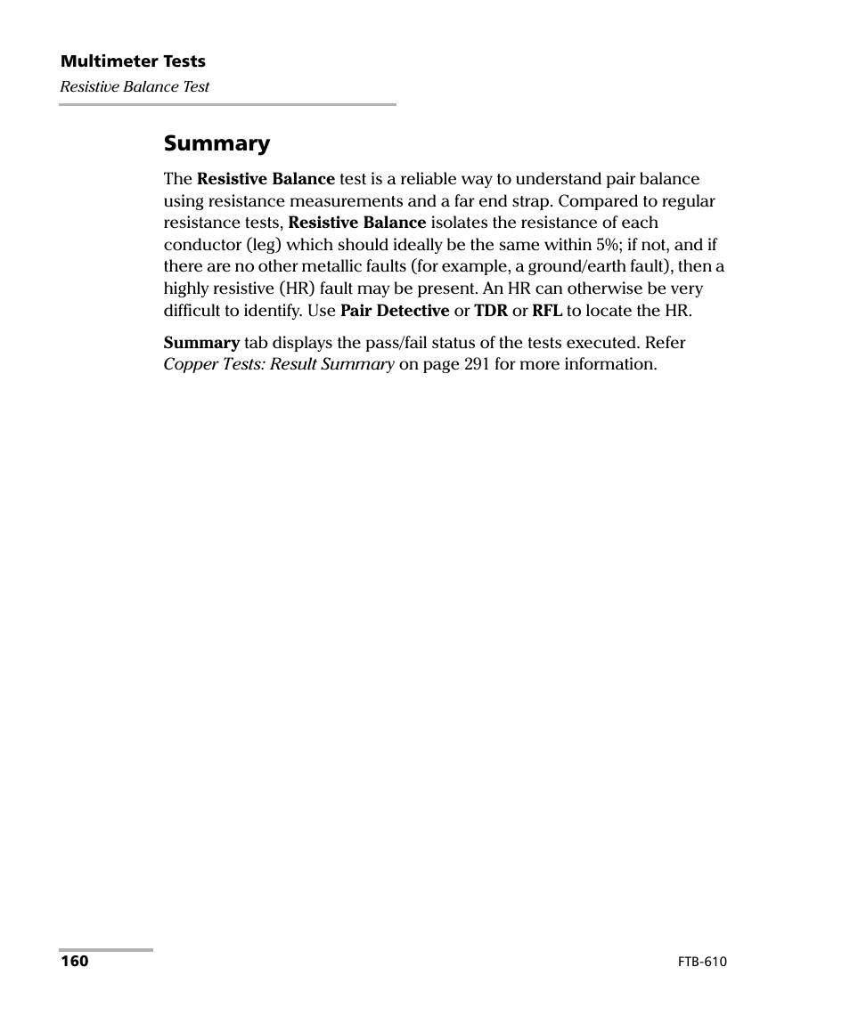 Summary | EXFO FTB-610 Wideband Copper Test Module User Manual | Page 168 / 326