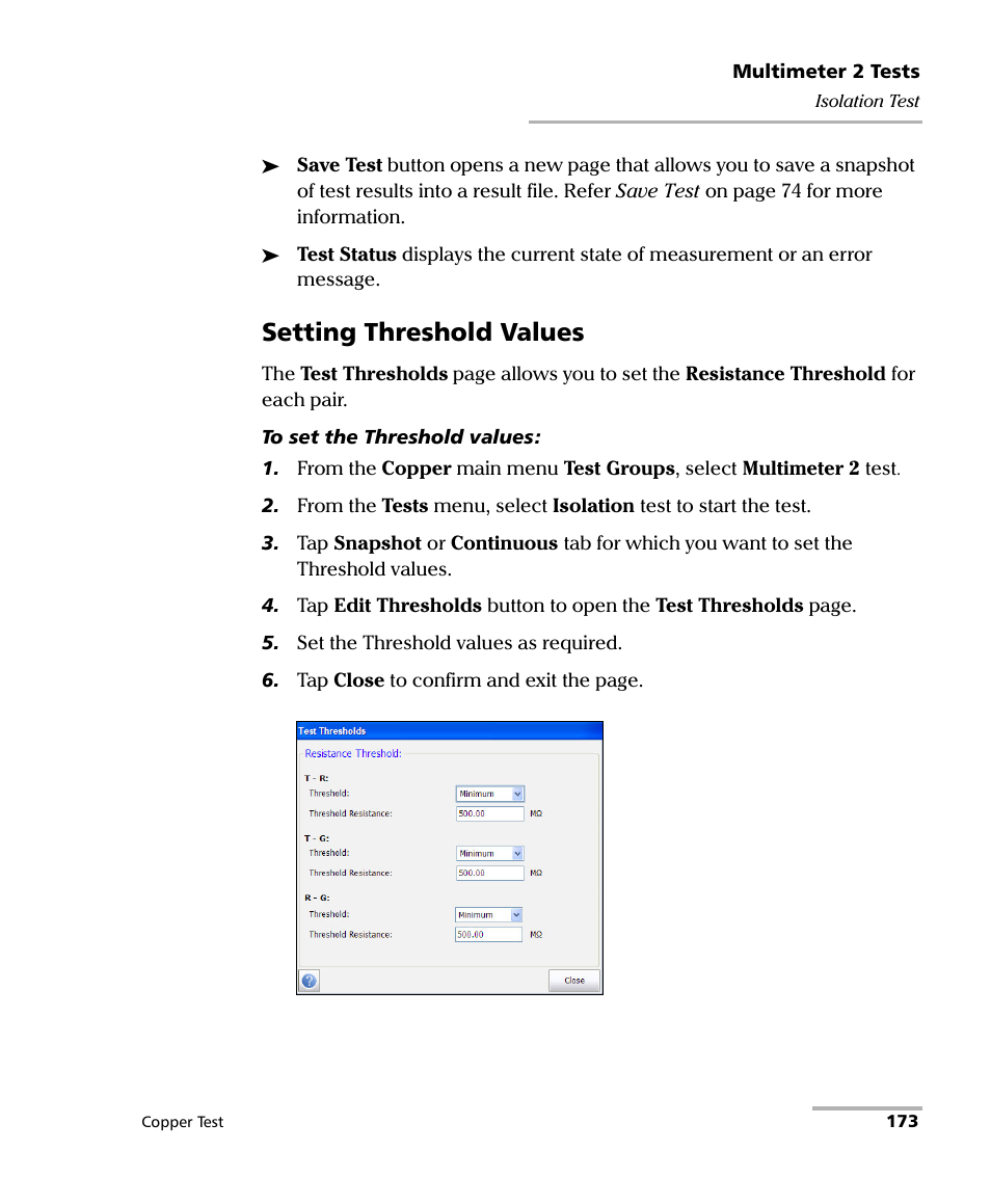 Setting threshold values | EXFO FTB-610 Wideband Copper Test Module User Manual | Page 181 / 326