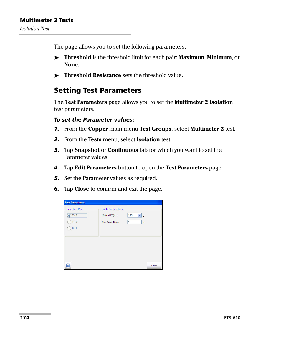 Setting test parameters | EXFO FTB-610 Wideband Copper Test Module User Manual | Page 182 / 326